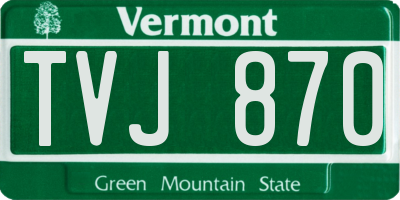 VT license plate TVJ870