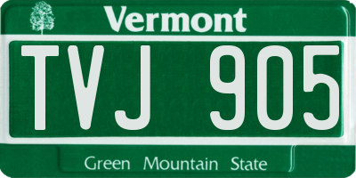 VT license plate TVJ905