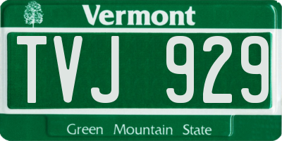 VT license plate TVJ929