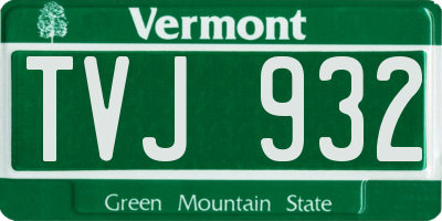 VT license plate TVJ932