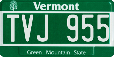 VT license plate TVJ955