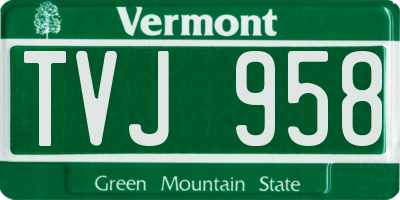 VT license plate TVJ958