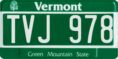 VT license plate TVJ978