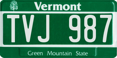 VT license plate TVJ987