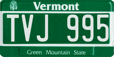 VT license plate TVJ995