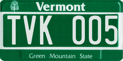 VT license plate TVK005