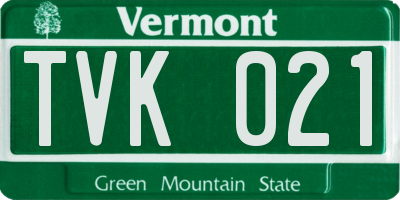 VT license plate TVK021