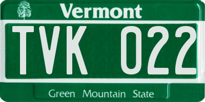 VT license plate TVK022
