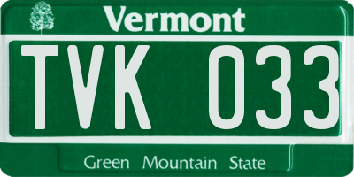 VT license plate TVK033