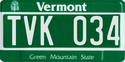 VT license plate TVK034