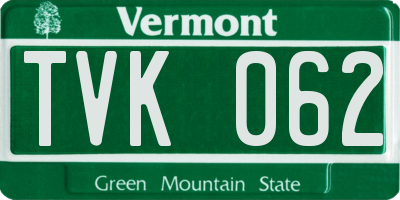 VT license plate TVK062