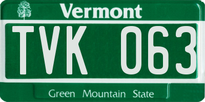 VT license plate TVK063