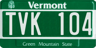 VT license plate TVK104