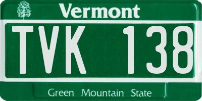 VT license plate TVK138