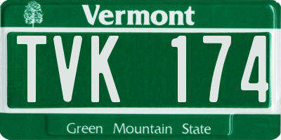 VT license plate TVK174