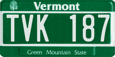 VT license plate TVK187