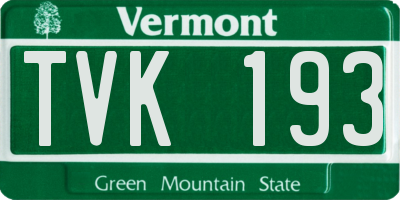 VT license plate TVK193
