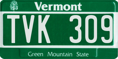 VT license plate TVK309