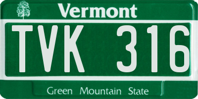 VT license plate TVK316
