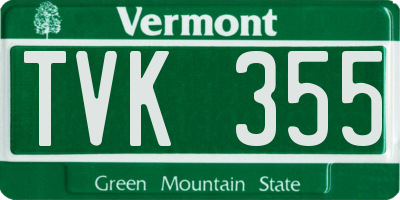 VT license plate TVK355