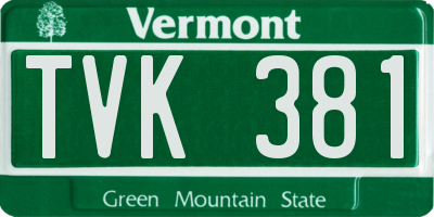 VT license plate TVK381