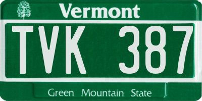 VT license plate TVK387