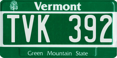 VT license plate TVK392