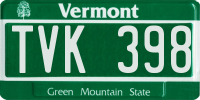 VT license plate TVK398