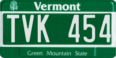 VT license plate TVK454