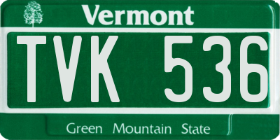 VT license plate TVK536