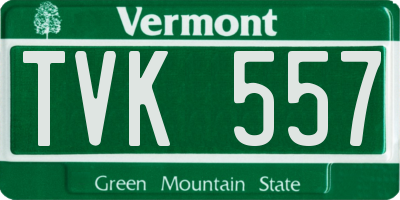 VT license plate TVK557