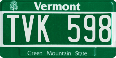 VT license plate TVK598