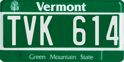 VT license plate TVK614