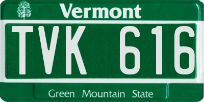 VT license plate TVK616