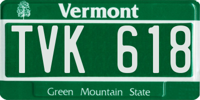 VT license plate TVK618