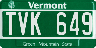 VT license plate TVK649