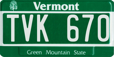 VT license plate TVK670