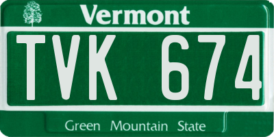 VT license plate TVK674