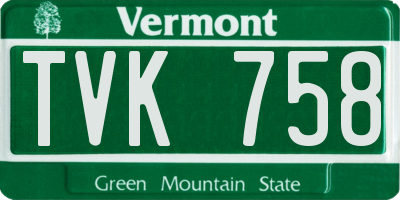 VT license plate TVK758