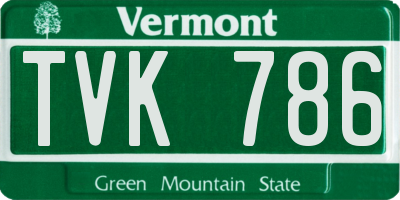 VT license plate TVK786