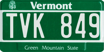 VT license plate TVK849