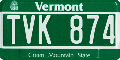 VT license plate TVK874