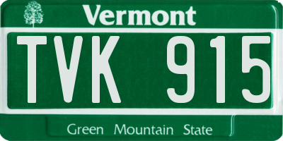 VT license plate TVK915
