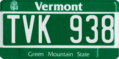 VT license plate TVK938