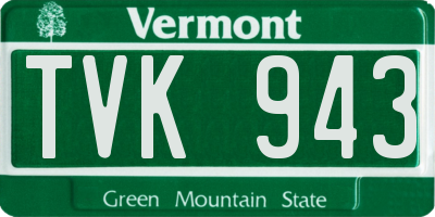 VT license plate TVK943