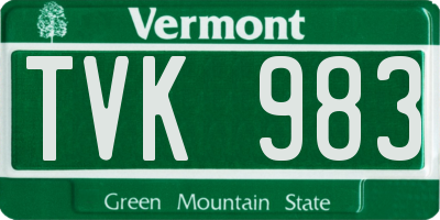 VT license plate TVK983
