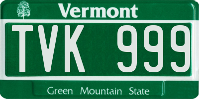 VT license plate TVK999