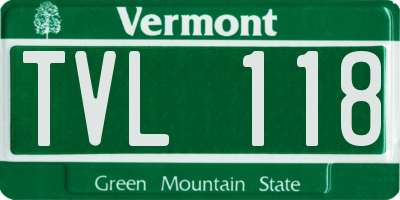 VT license plate TVL118
