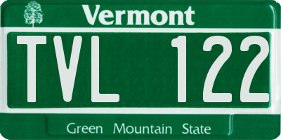 VT license plate TVL122
