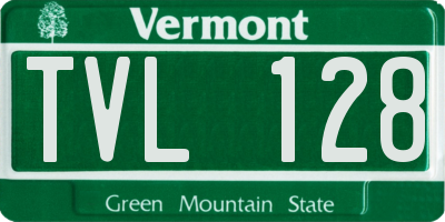 VT license plate TVL128